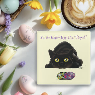 Easter Egg Hunt Cat Funny Glass Coaster