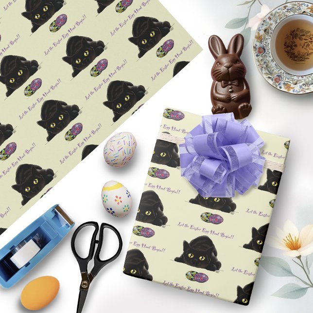 Easter Egg Hunt Cat Funny Wrapping Paper (Creator Uploaded)