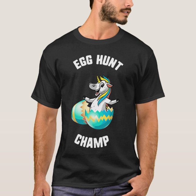 Easter Egg Hunt Champ Unicorn Egg Bunny kids  Spri T-Shirt (Front)