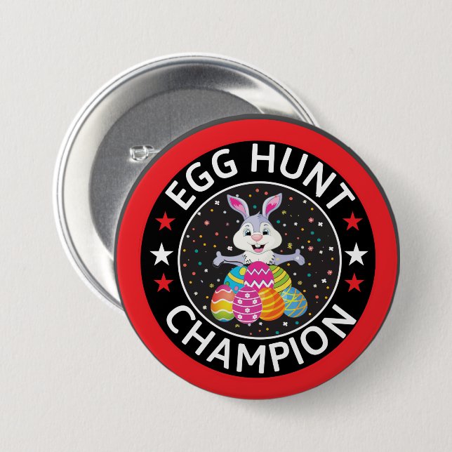 Easter Egg Hunt Champion  3 Inch Round Button (Front & Back)