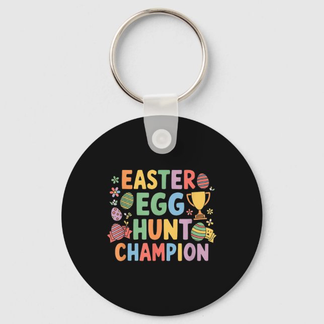 Easter Egg Hunt Champion Funny Easter Bunny  Keychain (Front)
