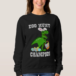 Easter Egg Hunt Champion T Rex Dinosaur Bunny Funn Sweatshirt