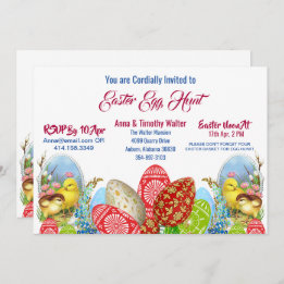 Easter Egg Hunt Chicks Floral Greenery Invitation