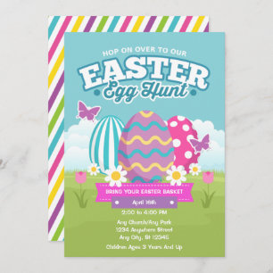 Easter Egg Hunt Colourful Eggs Invitation