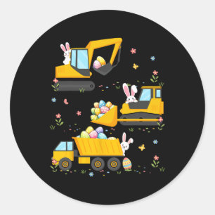 Easter Egg Hunt Construction Trucks Toddler Boys  Classic Round Sticker