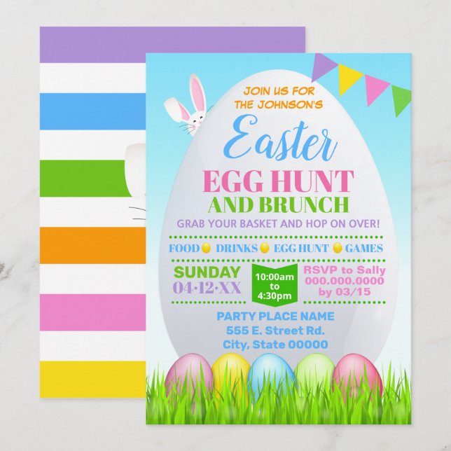 Easter Egg Hunt Easter Brunch Invitation (Front/Back)