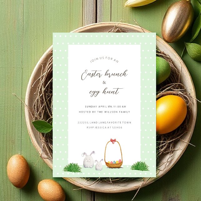 Easter Egg Hunt Easter Brunch Watercolor Art Holiday Card (Creator Uploaded)
