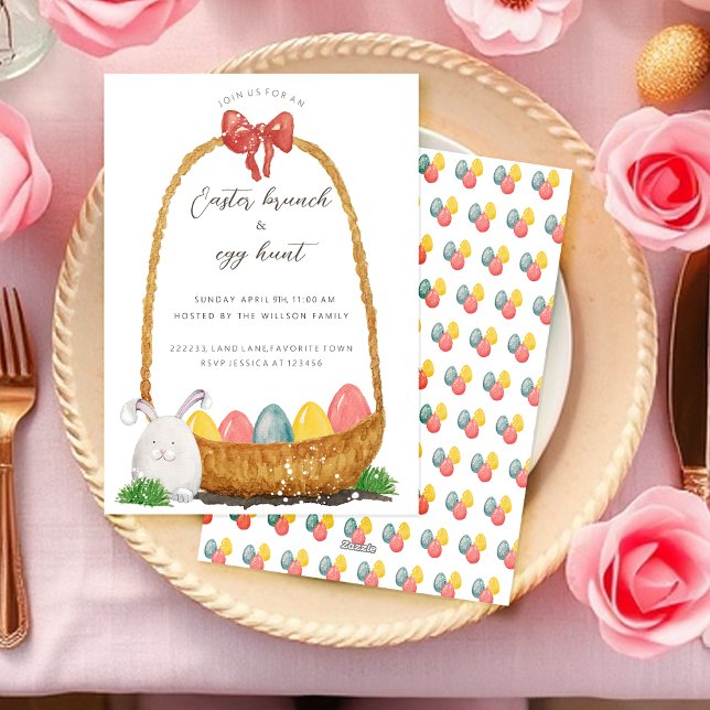 Easter Egg Hunt Easter Brunch Watercolor Art Holiday Card (Creator Uploaded)