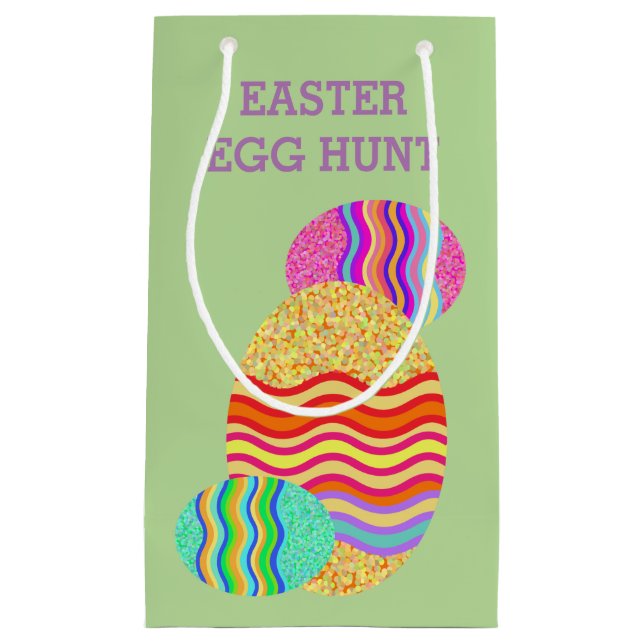 Easter Egg Hunt Easter Bunny and eggs Small Gift Bag (Front)