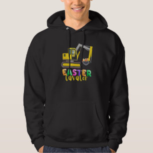 Easter Egg Hunt Eggscavator Bunny Driving Tractor Hoodie