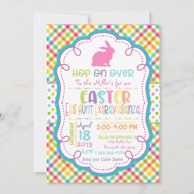Easter Egg Hunt Extravaganza Easter Party Bunny Invitation (Front)