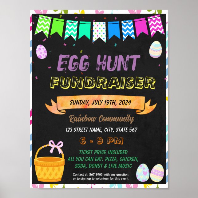Easter Egg Hunt Fundraiser school event template Poster (Front)