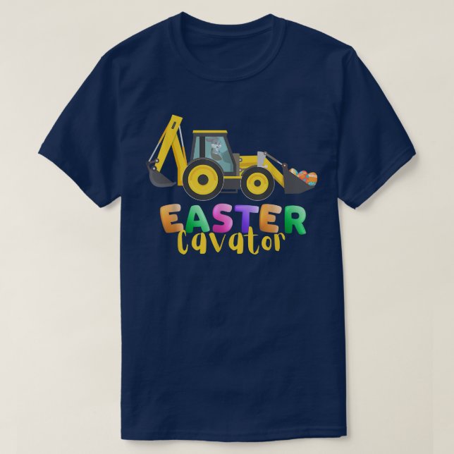 Easter Egg Hunt Funny EggsCavator Bunny Driving Tr T-Shirt (Design Front)