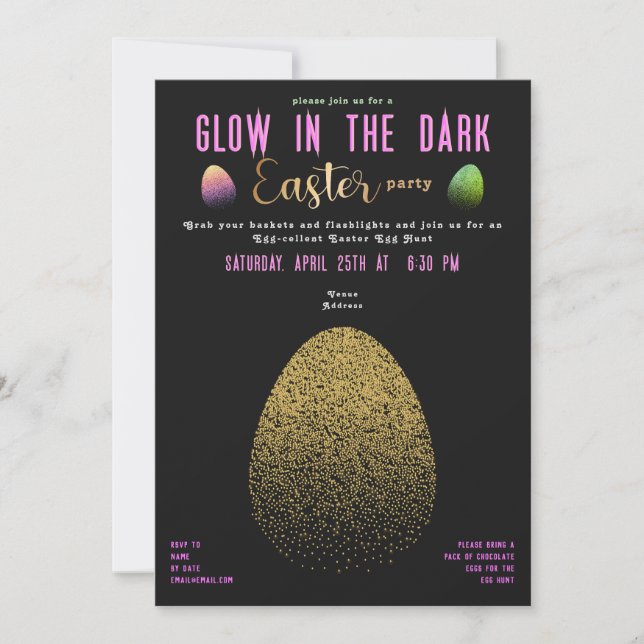 Easter Egg Hunt Glow in the Dark Bunny Easter Invitation (Front)