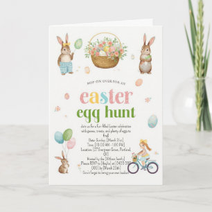 Easter Egg Hunt Invitation - Cute Bunny Watercolor