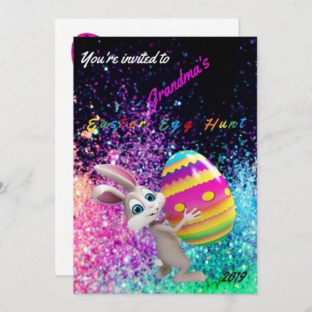 Easter Egg Hunt Invitation - Personalize Name/Year (Front/Back)