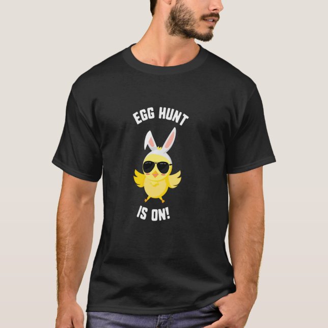 Easter Egg Hunt Is On Chick Sunglasses Kids Spring T-Shirt (Front)