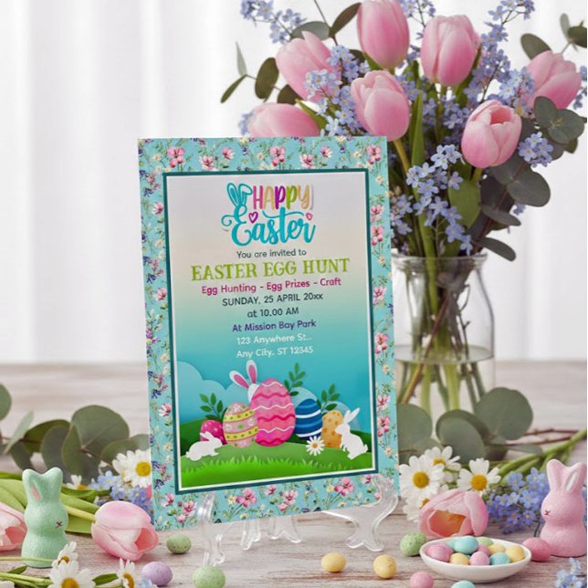 Easter Egg Hunt, Kids Easter Celebration Party Invitation (Creator Uploaded)