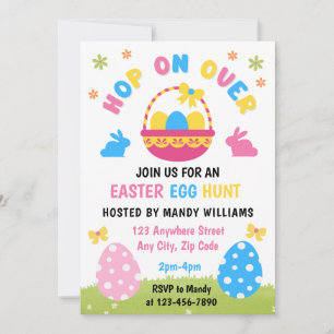 Easter Egg Hunt Kids Pastel Blue Pink Invite