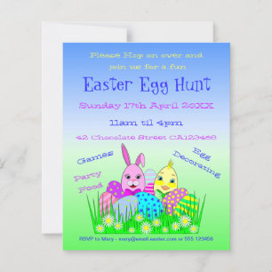 Easter Egg Hunt Party Invitation Paper Sheet