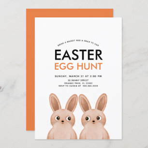 Easter Egg Hunt party with two Easter bunnies Invitation