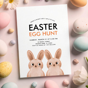 Easter Egg Hunt party with two Easter bunnies Invitation