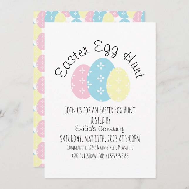Easter Egg Hunt Pastel Spring Event Flyer Invitation (Front/Back)