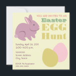 Easter Egg Hunt - Purple Bunny Invitation<br><div class="desc">An Easter egg hunt invitation featuring an illustration of a purple bunny at top left and pink and yellow Easter eggs at bottom right.  Personalize the text with details of your occasion.</div>