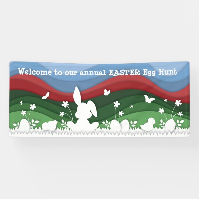 Easter egg hunt sign, cute animals banner (Horizontal)