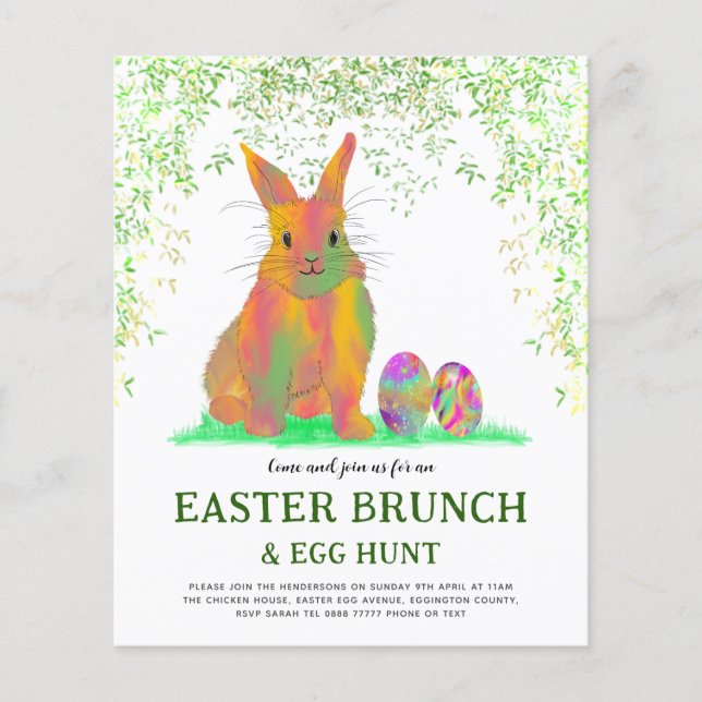 Easter Egg Hunt Spring Brunch Cute Bunny Budget (Front)