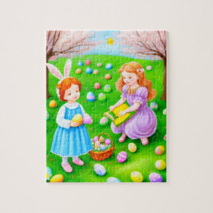 Easter Egg Hunt Story Time Vintage Photo Jigsaw Puzzle