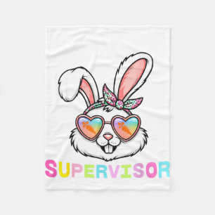 Easter Egg Hunt Supervisor Bunny Face Mom Dad Men Fleece Blanket