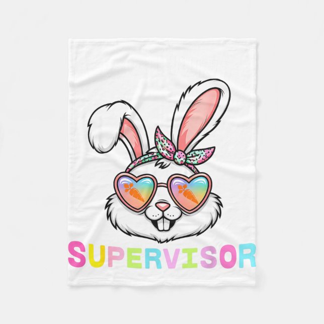 Easter Egg Hunt Supervisor Bunny Face Mom Dad Men Fleece Blanket (Front)