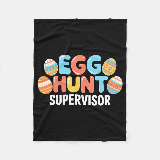 Easter Egg Hunt Supervisor Rabbit Bunny Easter Day Fleece Blanket (Front)