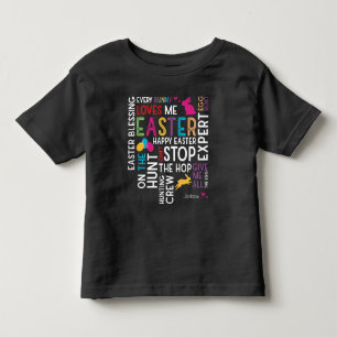 Easter Egg Hunt Word Cloud with Kid Name Black Toddler T-shirt