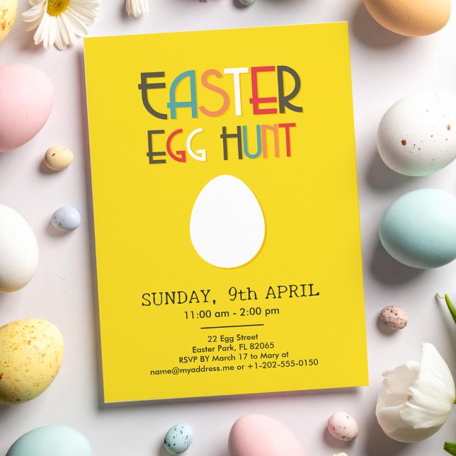Easter Egg Hunt Yellow Invitation with custom text (Creator Uploaded)