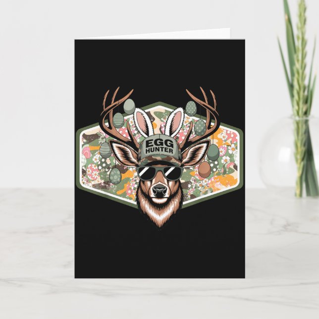 Easter Egg Hunter Camo Funny Easter Deer Buck Hunt Card (Front)