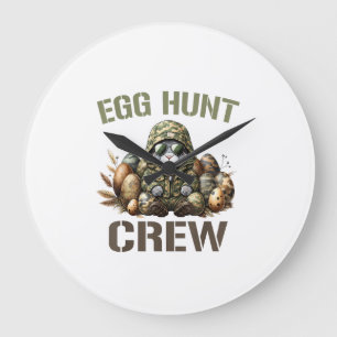 Easter Egg Hunter Crew Camo Hunting Easter Day T-S Large Clock