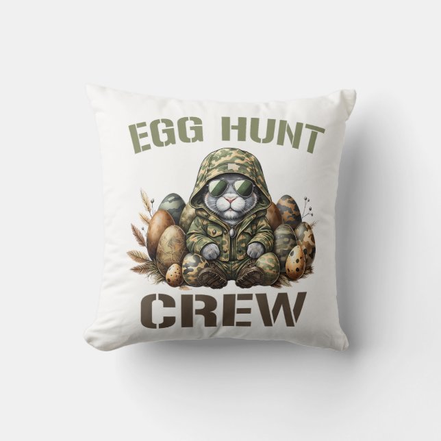 Easter Egg Hunter Crew Camo Hunting Easter Day T-S Throw Pillow (Front)