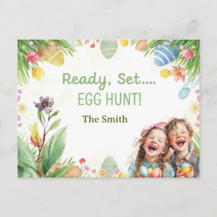 Easter egg hunting invitation  postcard