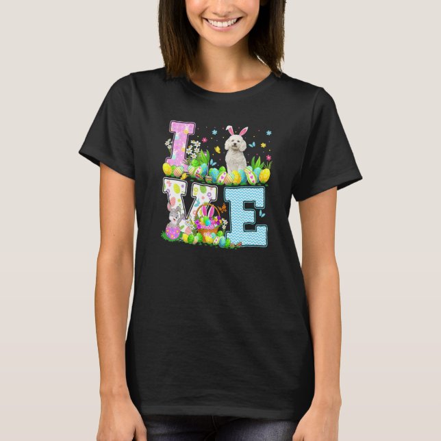 Easter Egg Hunting Love Bichon Frise Dog Easter Su T-Shirt (Front)