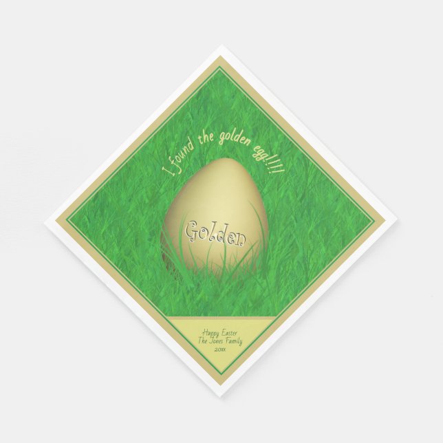 Easter Egg - I Found The Golden Egg - Your Msg Napkin (Corner)