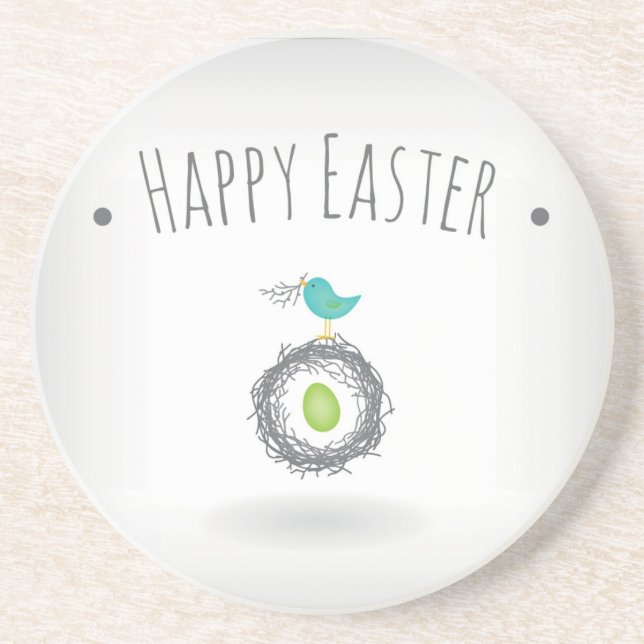 Easter Egg in Bird Nest Greeting Card Coaster (Front)