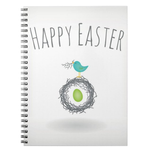Easter Egg in Bird Nest Greeting Card Notebook (Front)