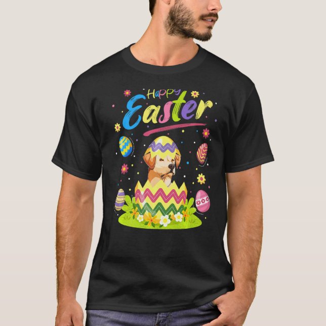 Easter Egg Labrador Retriever Dog Happy Easter T-Shirt (Front)