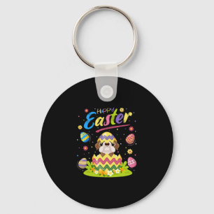 Easter Egg Lover American Bulldog Happy Easter Keychain