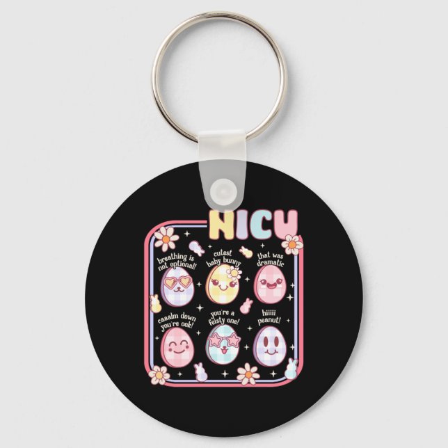 Easter Egg NICU Nurse Groovy Neonatal Intensive Keychain (Front)
