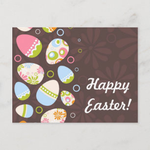 Easter Egg on Pink Background Holiday Postcard
