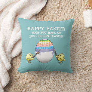Easter egg painted by the chickens throw pillow