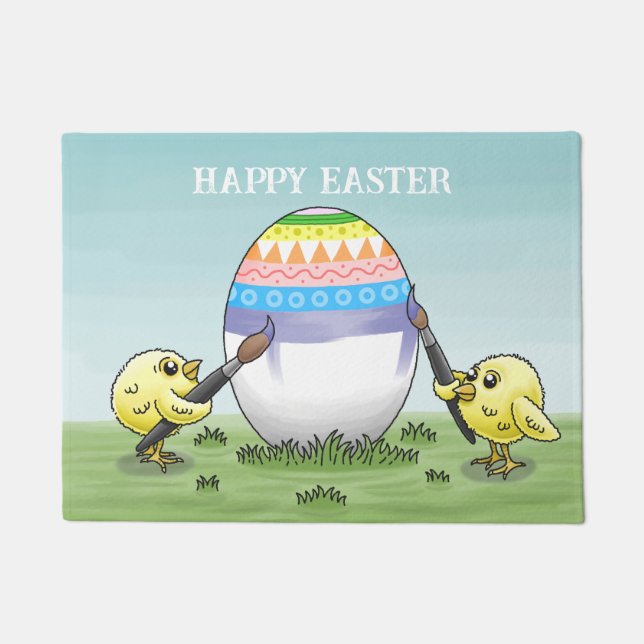 Easter egg painted by the two chickens doormat (Front)